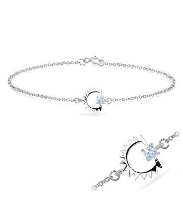 Round CZ Stone Silver Bracelet BRS-430